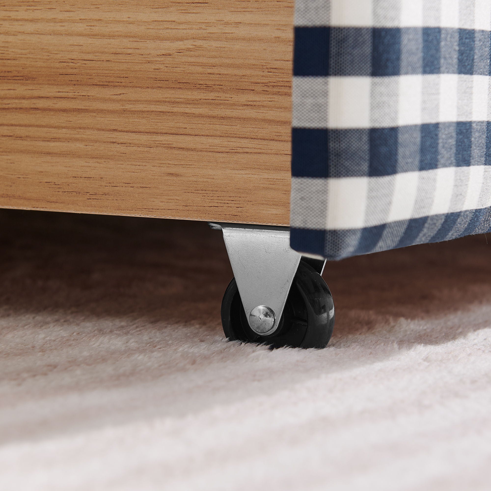 Gingham Daybed With USB Charging Port, Wave-Shaped Design