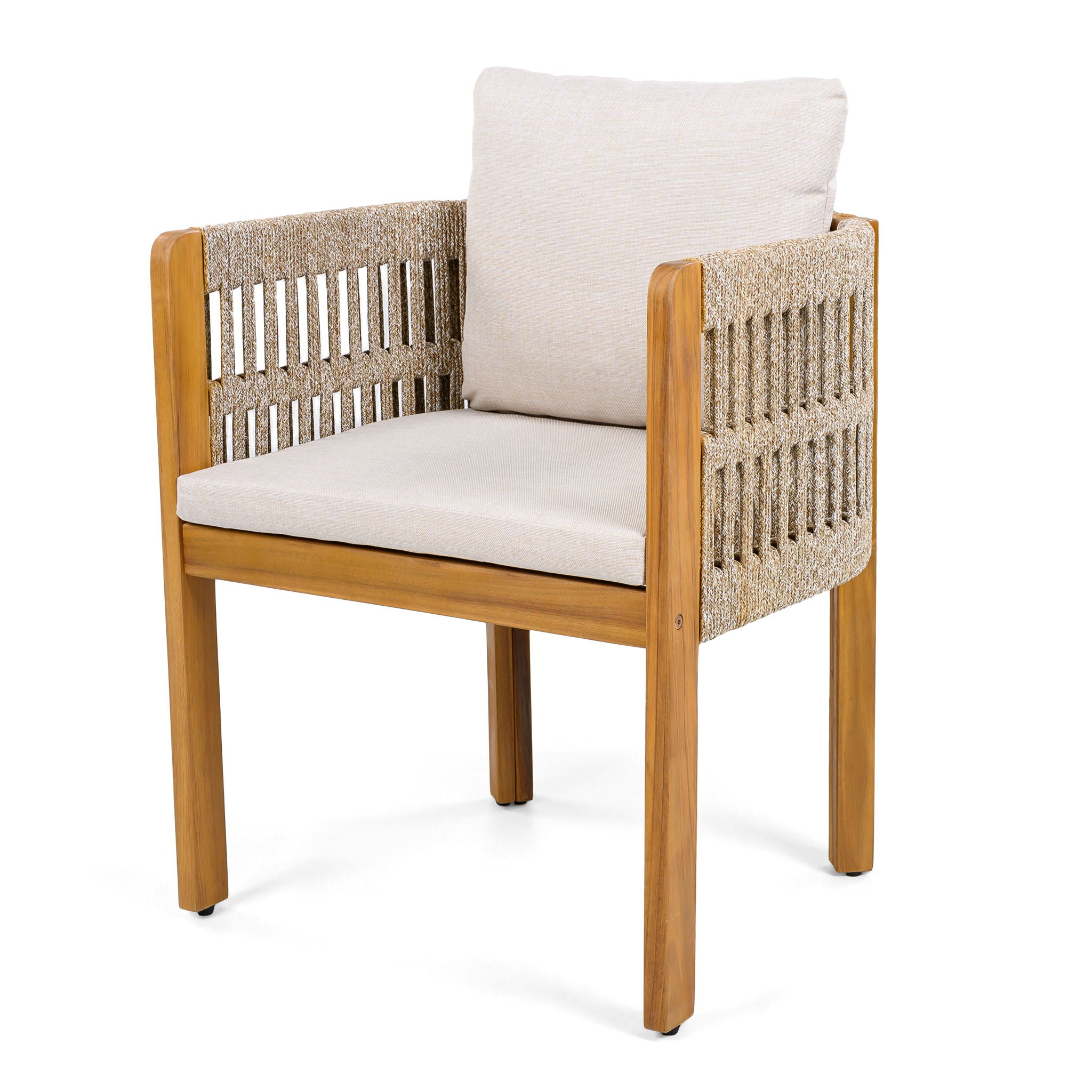 Outdoor Dining Chairs With Mix Rope Handles (Set of 2)