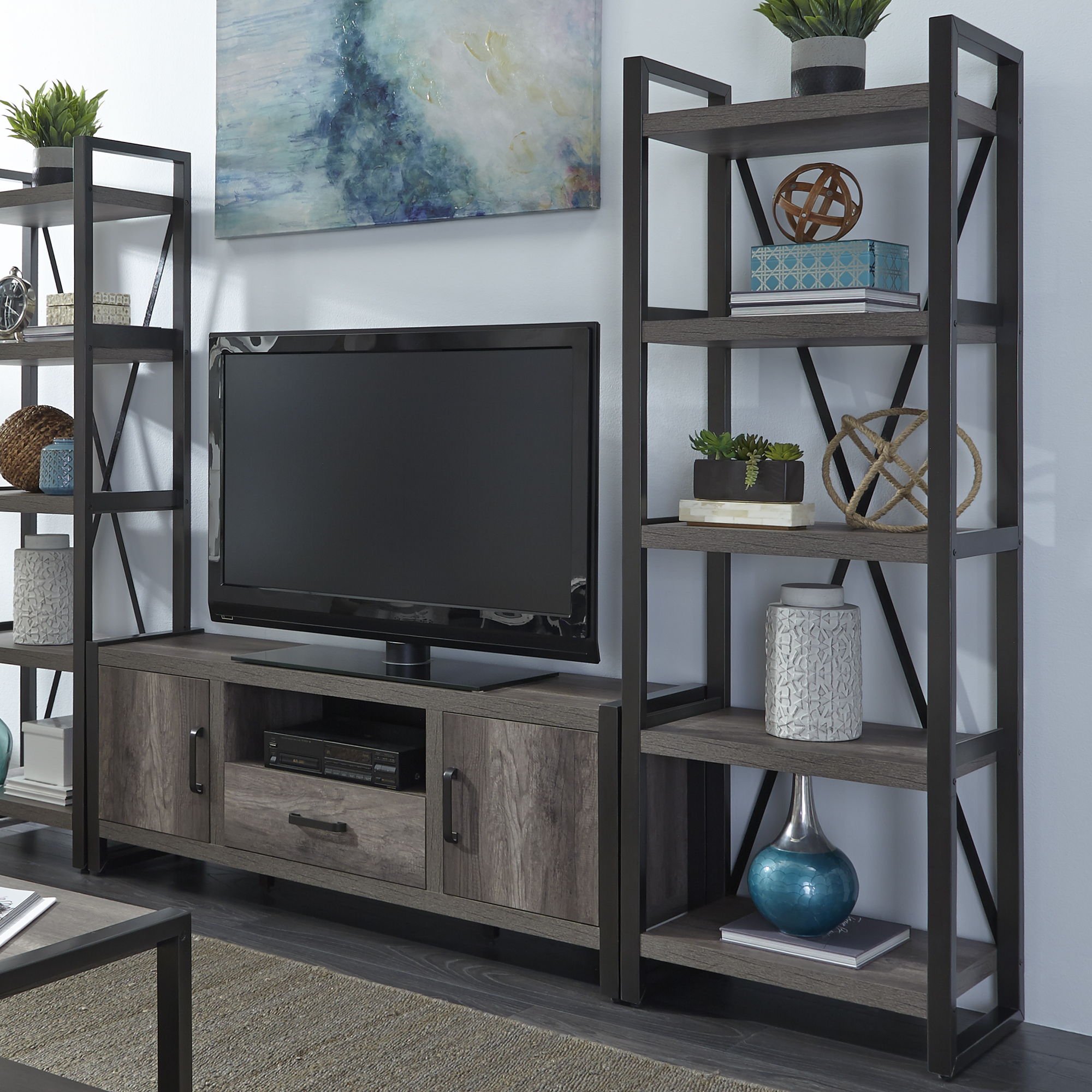 Liberty Furniture Tanners Creek - Tall Pier Unit - Dark Gray | Meri Furniture
