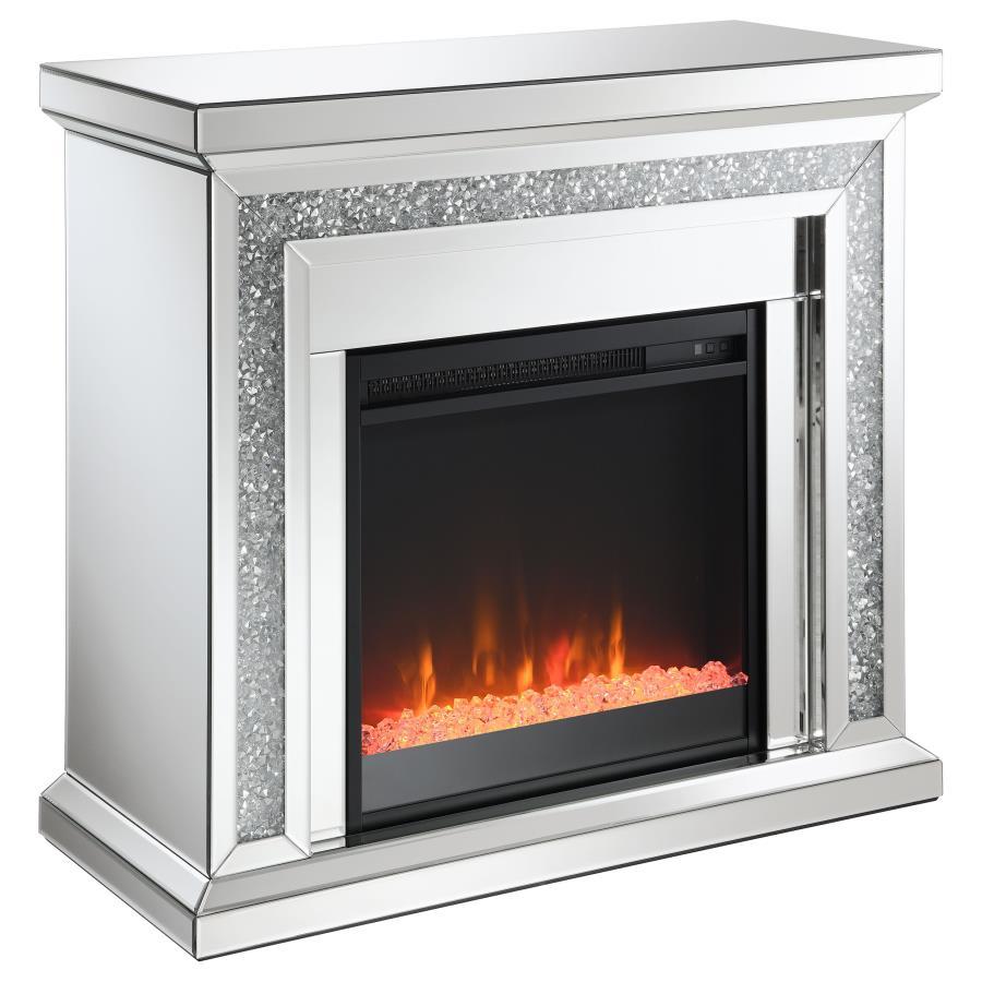 Coaster Fine Furniture Lorelai - Mirrored Freestanding Electric Fireplace - Silver | Meri Furniture