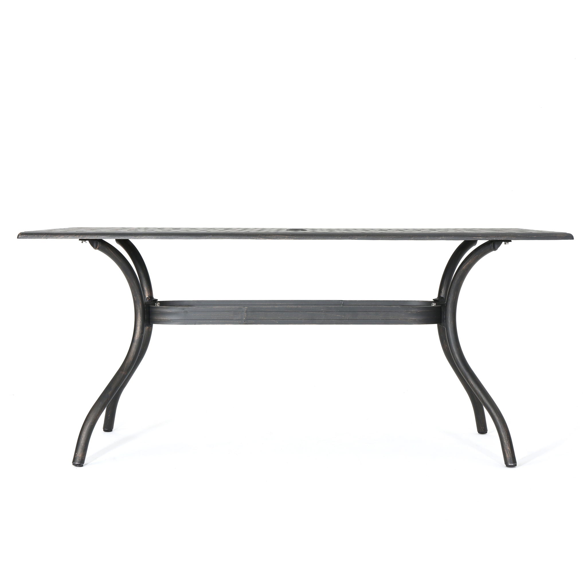 Enchantia - Outdoor Rectangular Dining Table With Weave Tabletop And Flared Legs - Copper