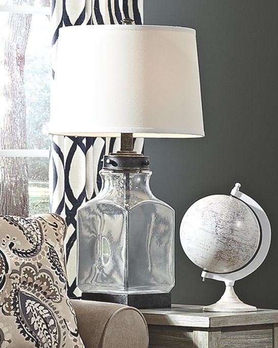 Ashley Furniture Sharolyn - Transparent / Silver Finish - Glass Table Lamp | Meri Furniture