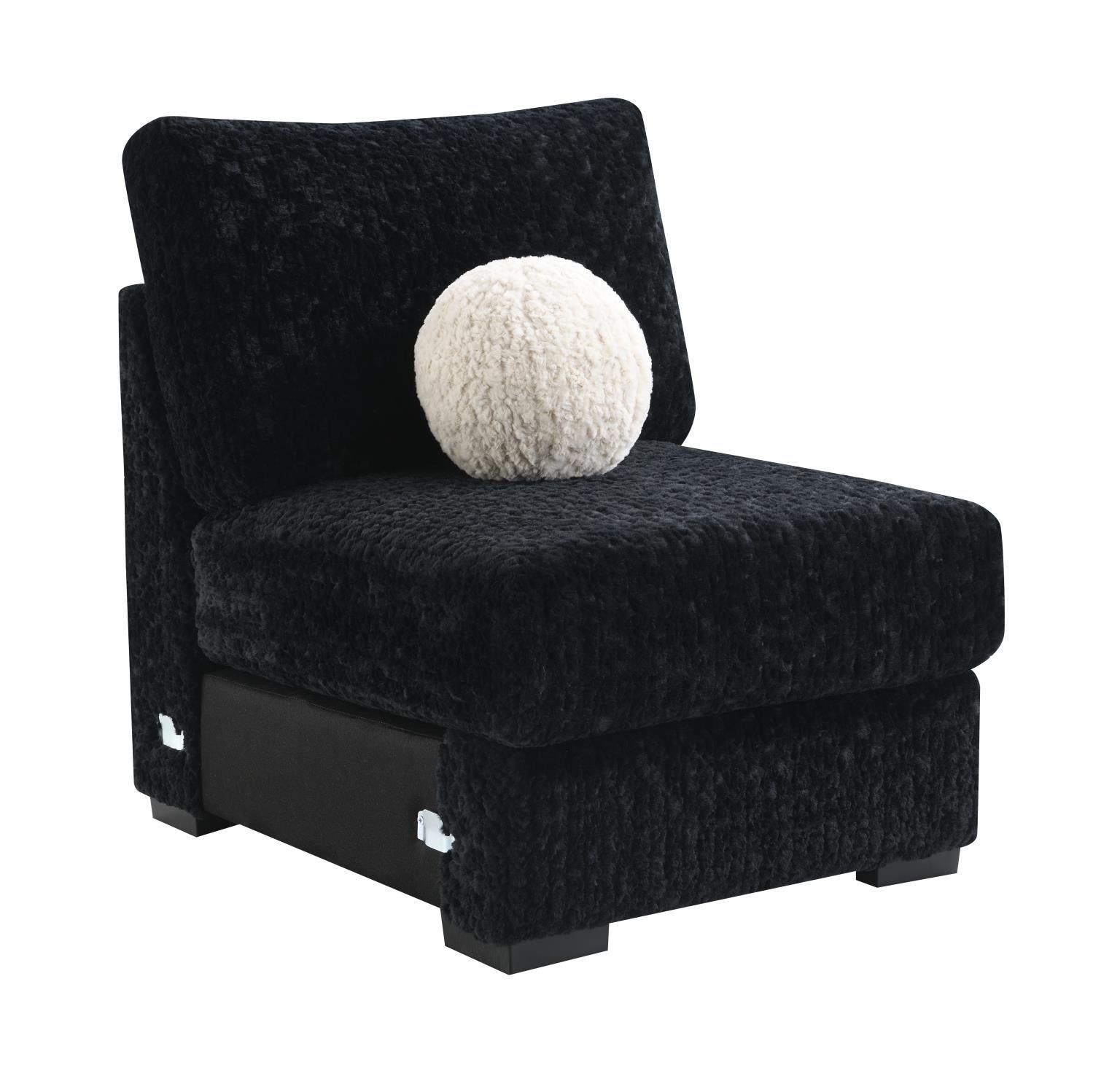U281 - 6 Piece Setional With Right Chaise (1 LAF + 1 Wedge + 2 Armless Chair + 1 Console + 1 RAF Chaise) - Black