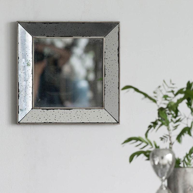 Distressed Accent Mirror, Traditional Style Framed Wall Mirror For Living Room