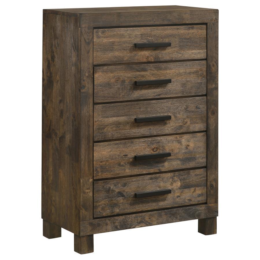 Coaster Fine Furniture Woodmont - 5-Drawer Bedroom Chest - Rustic Golden Brown | Meri Furniture