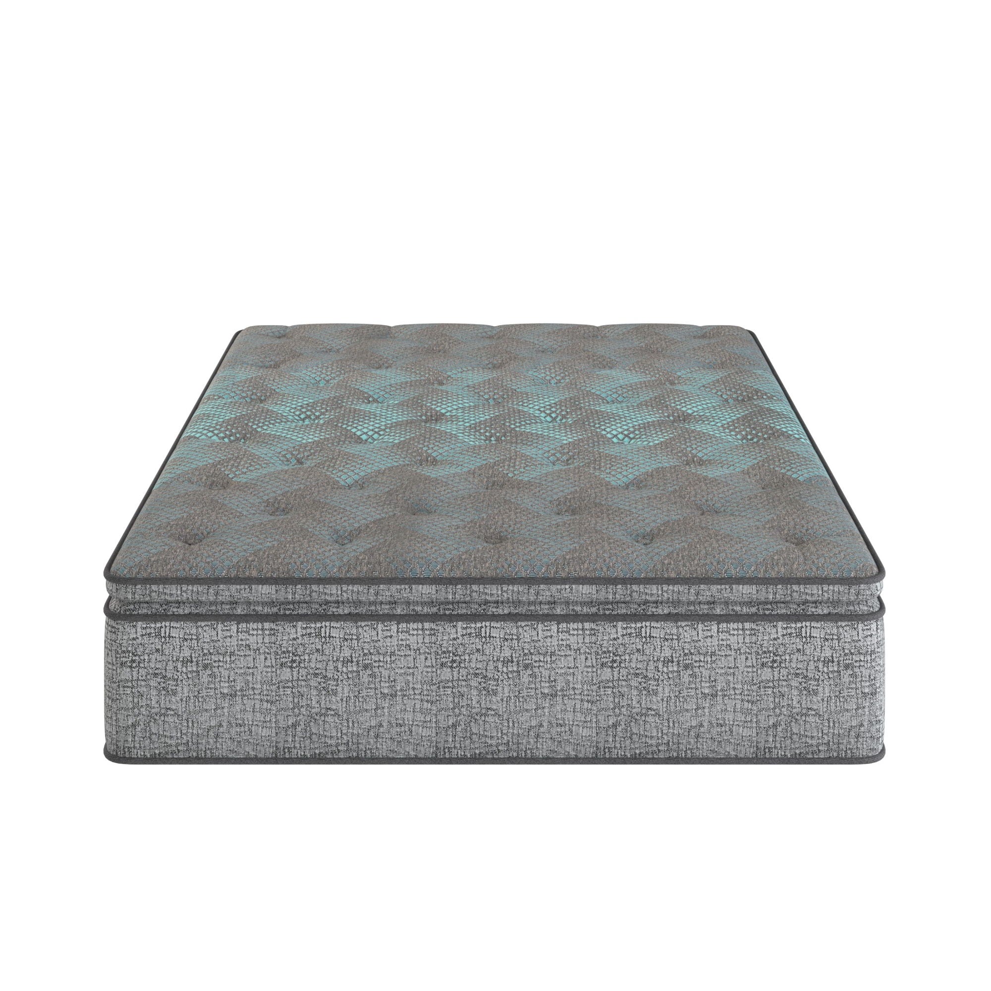 Comfort Care - 12" Twin Hybrid Euro Top Mattress, Plush Comfort With Individual Pocketed Coil - Gray / Blue