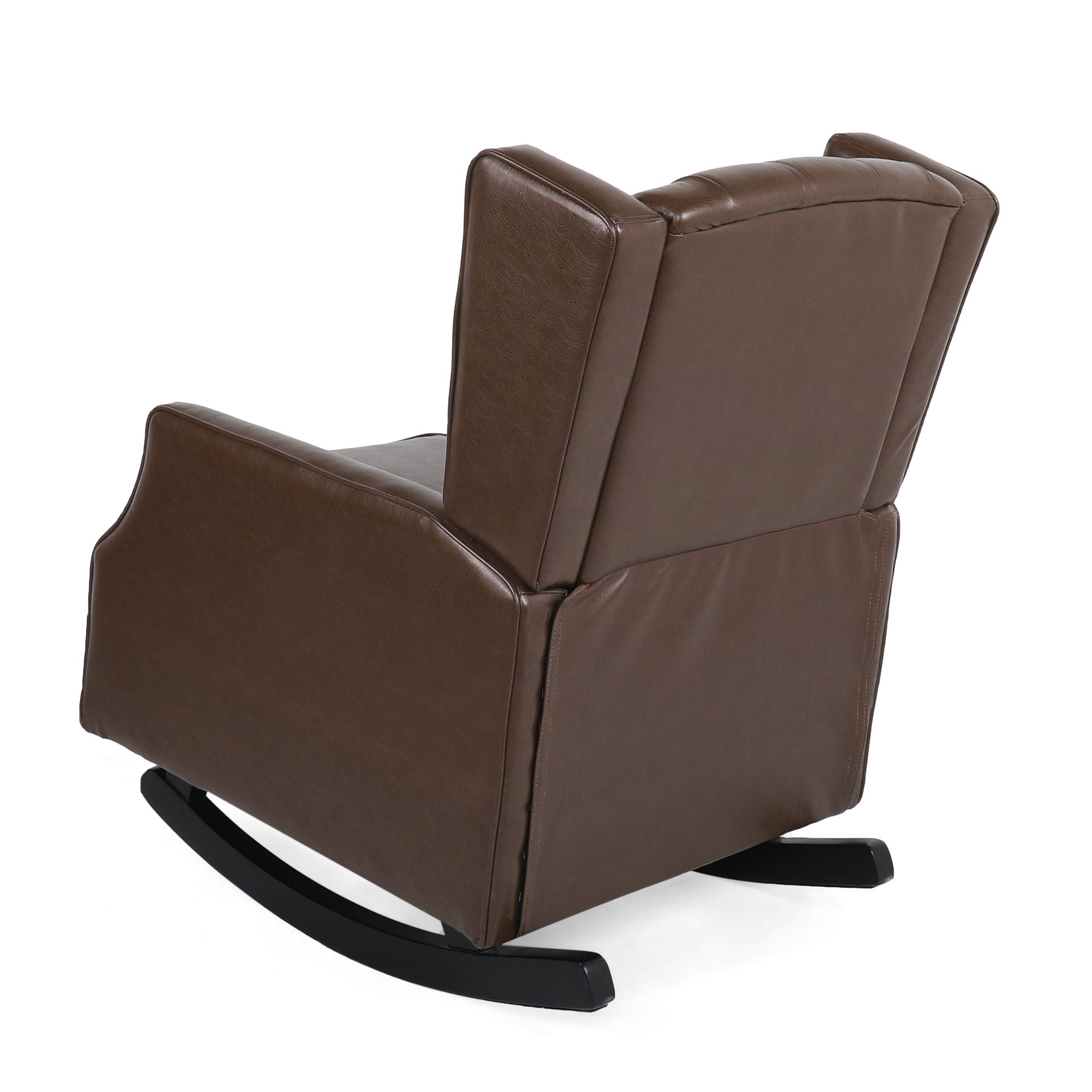 Amedou - Contemporary Tufted Wingback Rocking Chair - Dark Brown