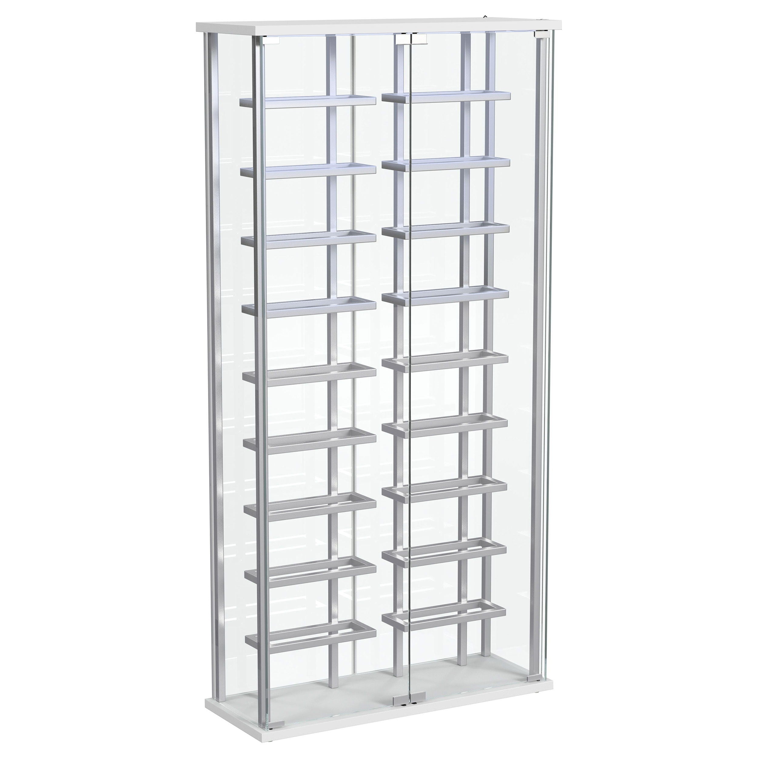 Coaster Fine Furniture Montara - Tempered Glass Wine Storage LED Curio Cabinet - Chrome | Meri Furniture