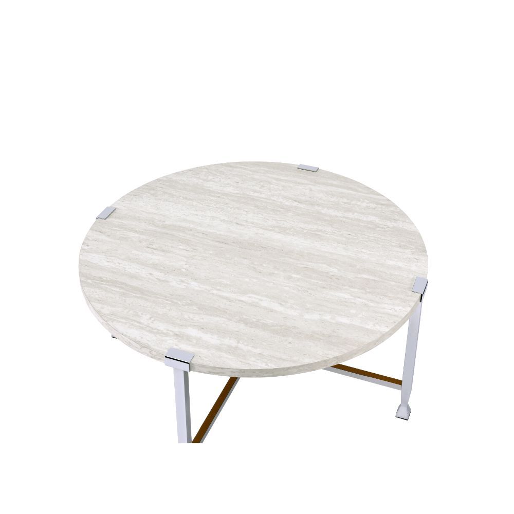 ACME Brecon - Coffee Table - White Oak & Chrome | Meri Furniture