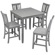 5 Pieces Dining Table Set, Counter Height Kitchen Table Set With Square Table And 4 Upholstered Chairs
