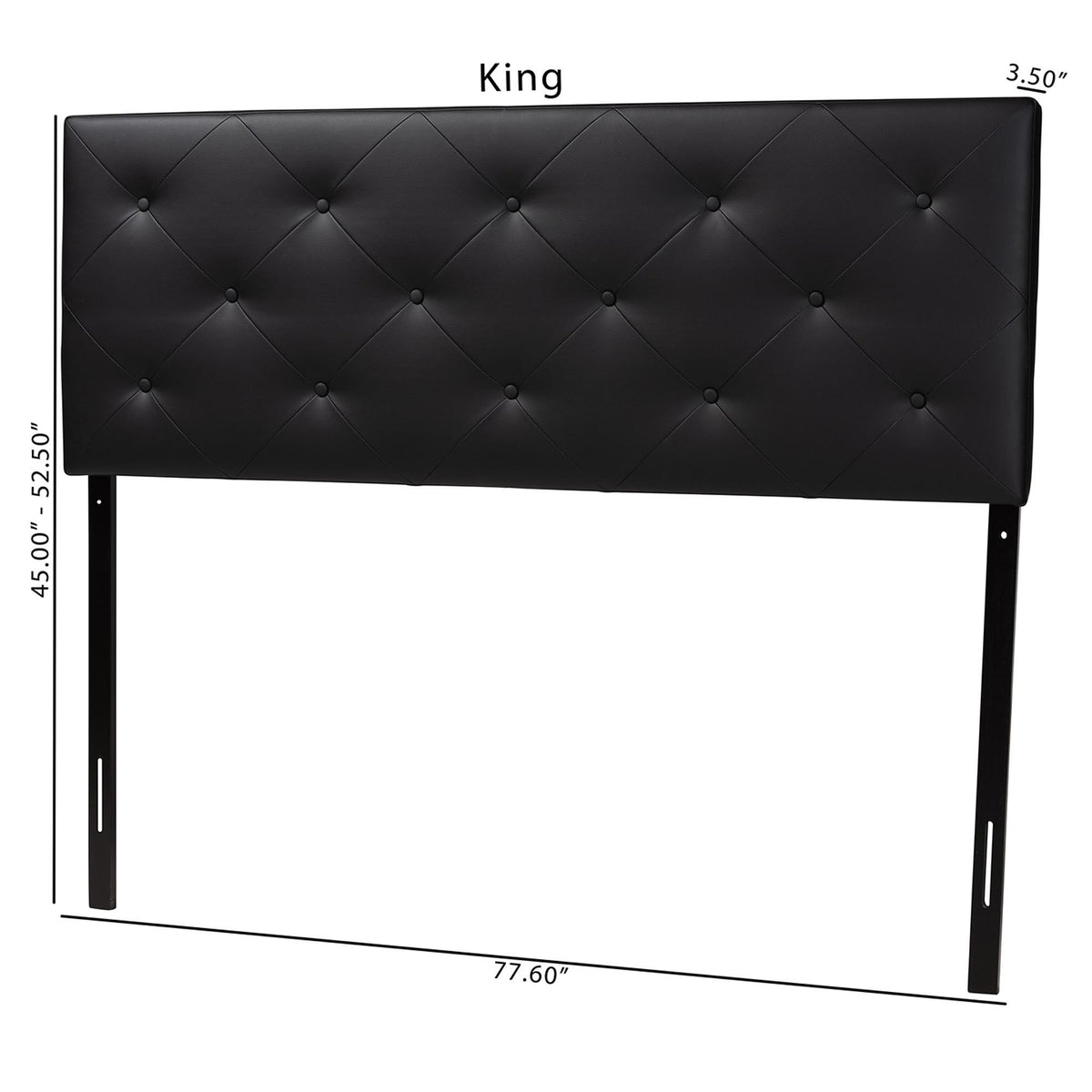 Baltimore Modern and Contemporary King Black Faux Leather Upholstered Headboard