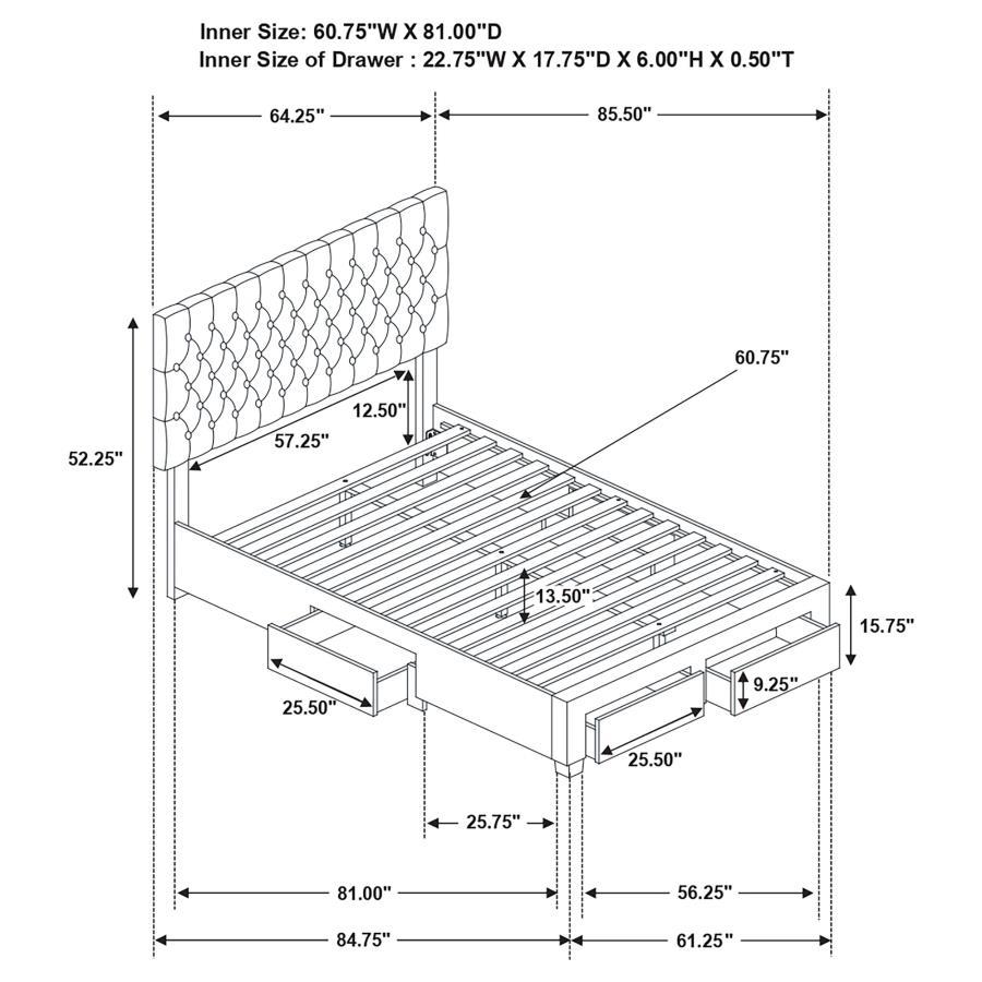 Coaster Fine Furniture Soledad - Upholstered Storage Panel Bed | Meri Furniture