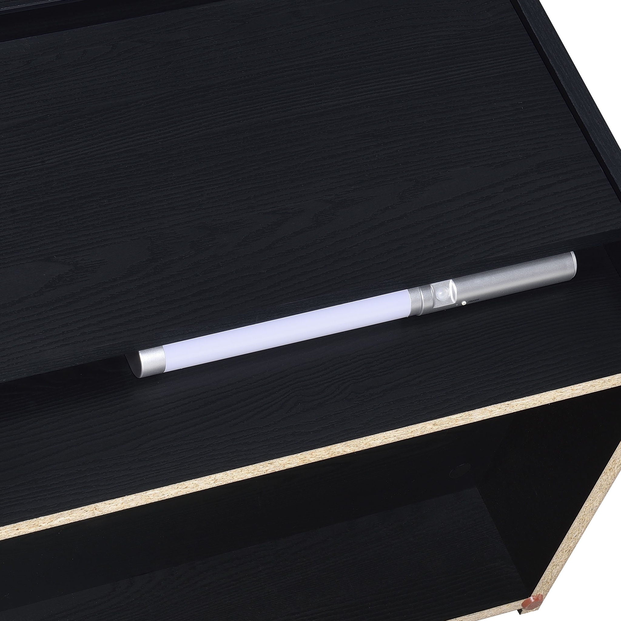 Transitional Nightstand With Dual USB Charging And Motion Sensor Light