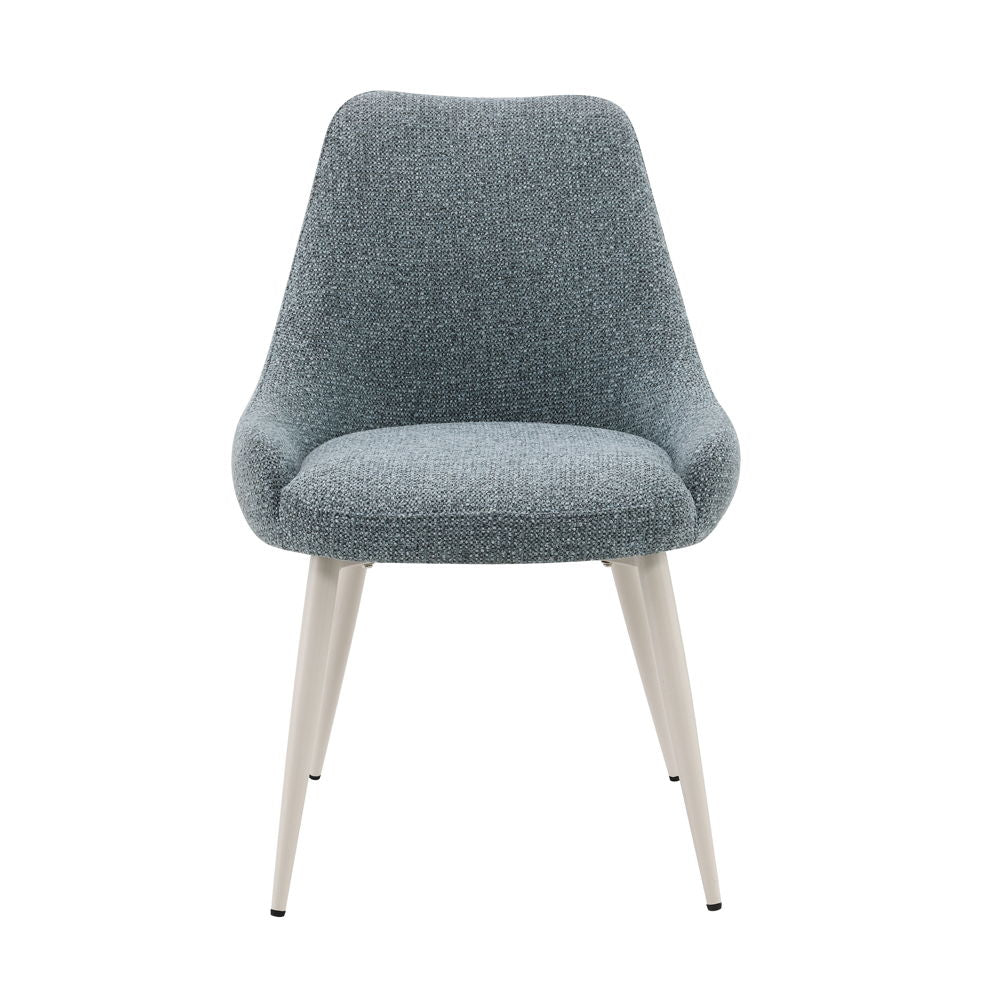 ACME Laela - Side Chair (Set of 2) - Light Blue Boucle & White Finish | Meri Furniture
