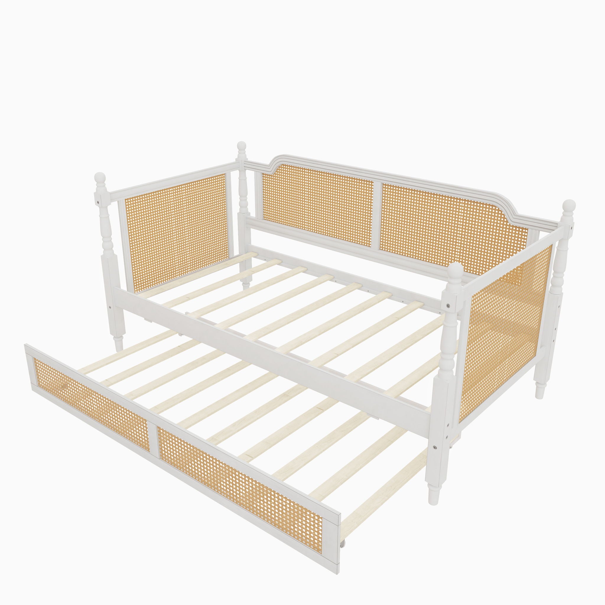 Traditional Style Rattan Daybed, No Box Spring Needed