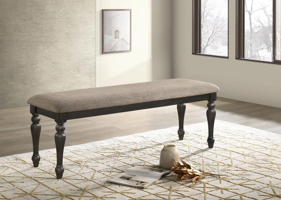 Coaster Fine Furniture Bridget - Fabric Upholstered Dining Bench - Stone And Charcoal | Meri Furniture