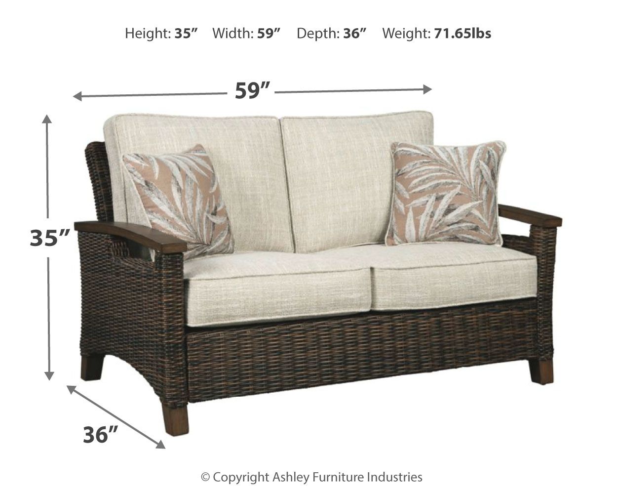 Ashley Furniture Paradise - Medium Brown - Loveseat W/Cushion | Meri Furniture