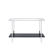 ACME Angwin - Accent Table - Mirrored, Faux Marble & Chrome | Meri Furniture