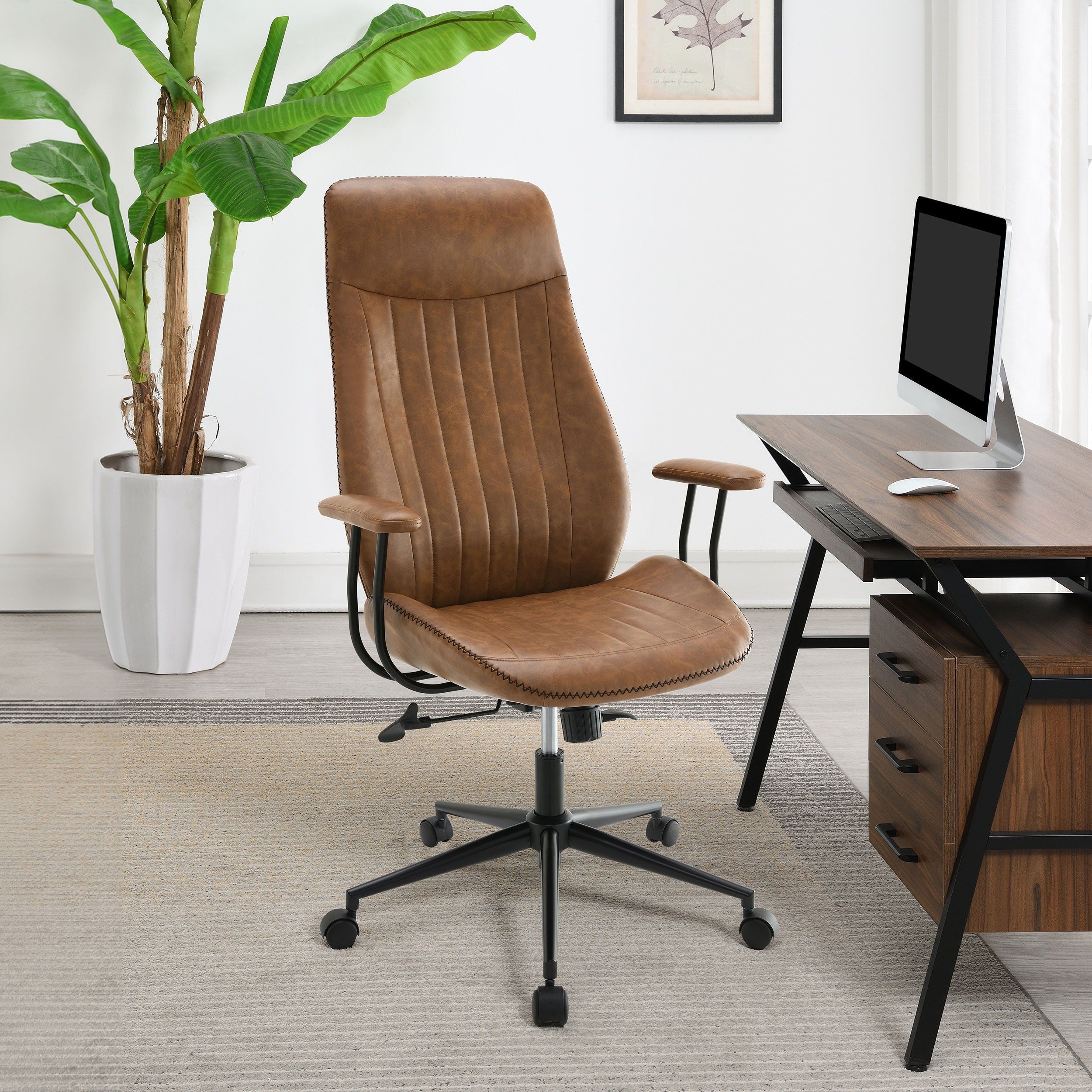 Coaster Fine Furniture Ranger - Upholstered Adjustable Home Office Desk Chair - Brown | Meri Furniture