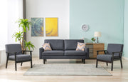 Bahamas 70"W Dark Gray Linen Sofa and 2 Chairs with 2 Throw Pillows