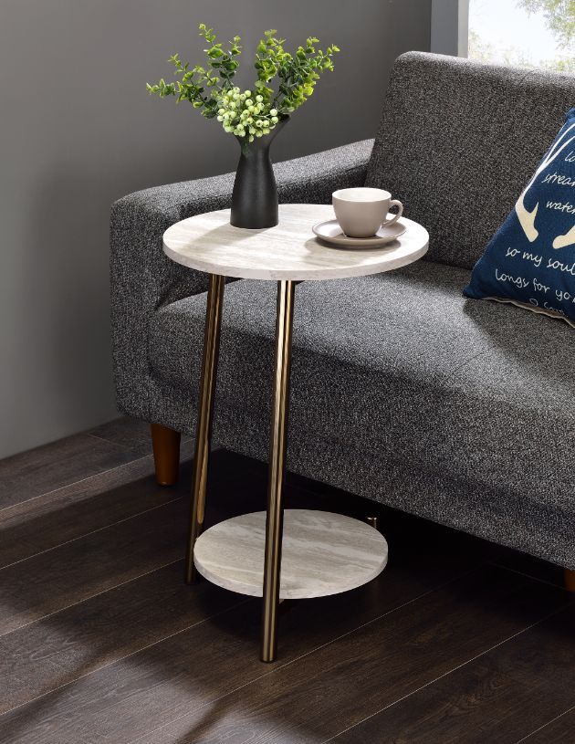 ACME Snare - Accent Table - Natural & Champagne Finish | Meri Furniture