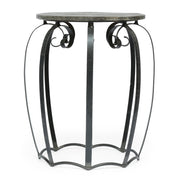 Modern Industrial End Table With Mango Wood Top And Iron Frame - Gray
