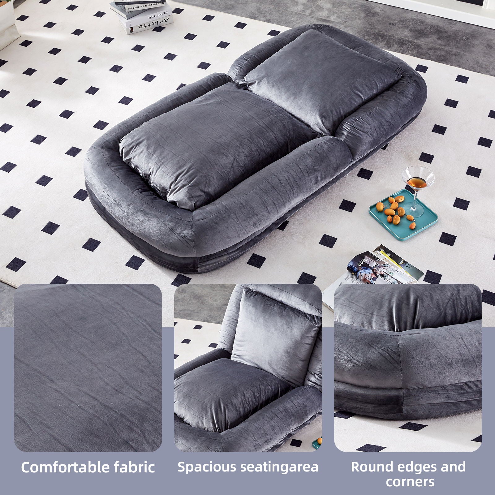 Contemporary Folding Sofa Chair With 5 Adjustable Positions For Gaming, Meditation, And Relaxation