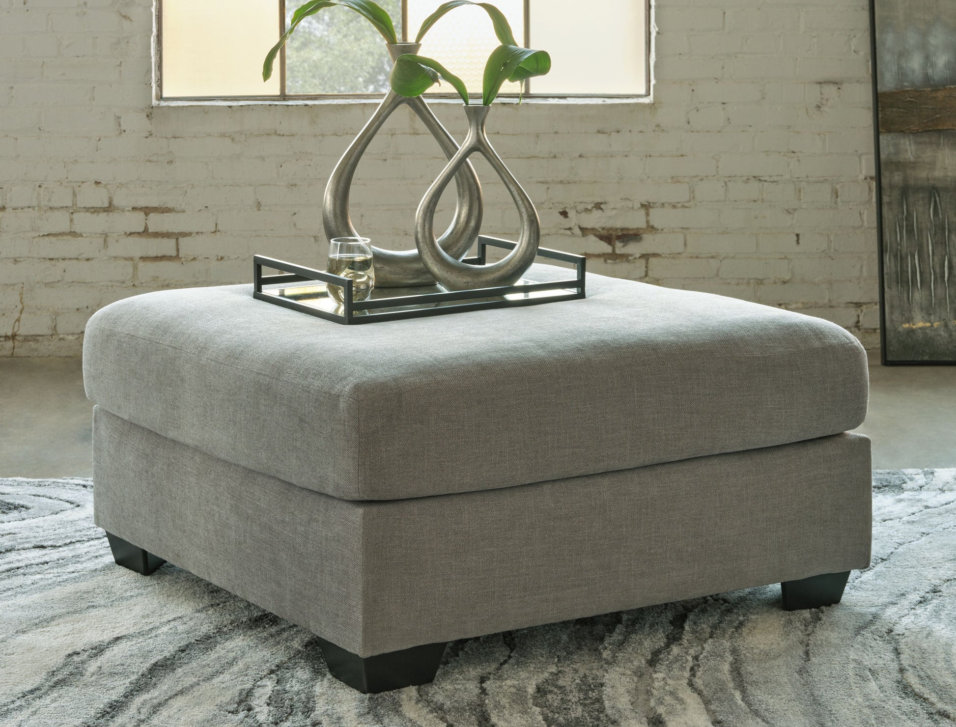 Ashley® Keener - Ash - Oversized Accent Ottoman | Meri Furniture