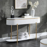 ACME Daveigh - Sofa Table - White High & Gold | Meri Furniture