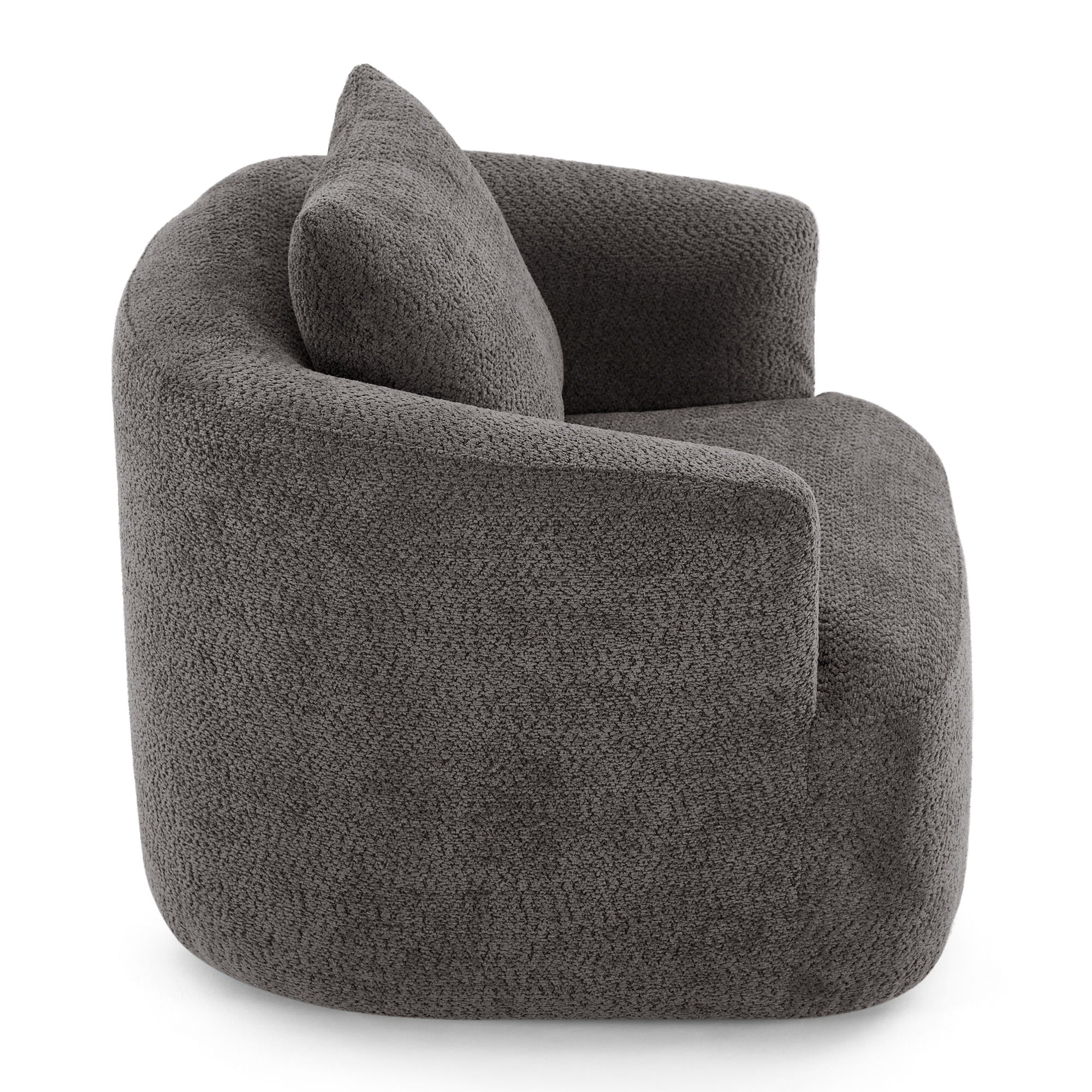 360° Swivel Barrel Sofa Chair With Throw Pillow, Chenille Upholstered Accent Chair