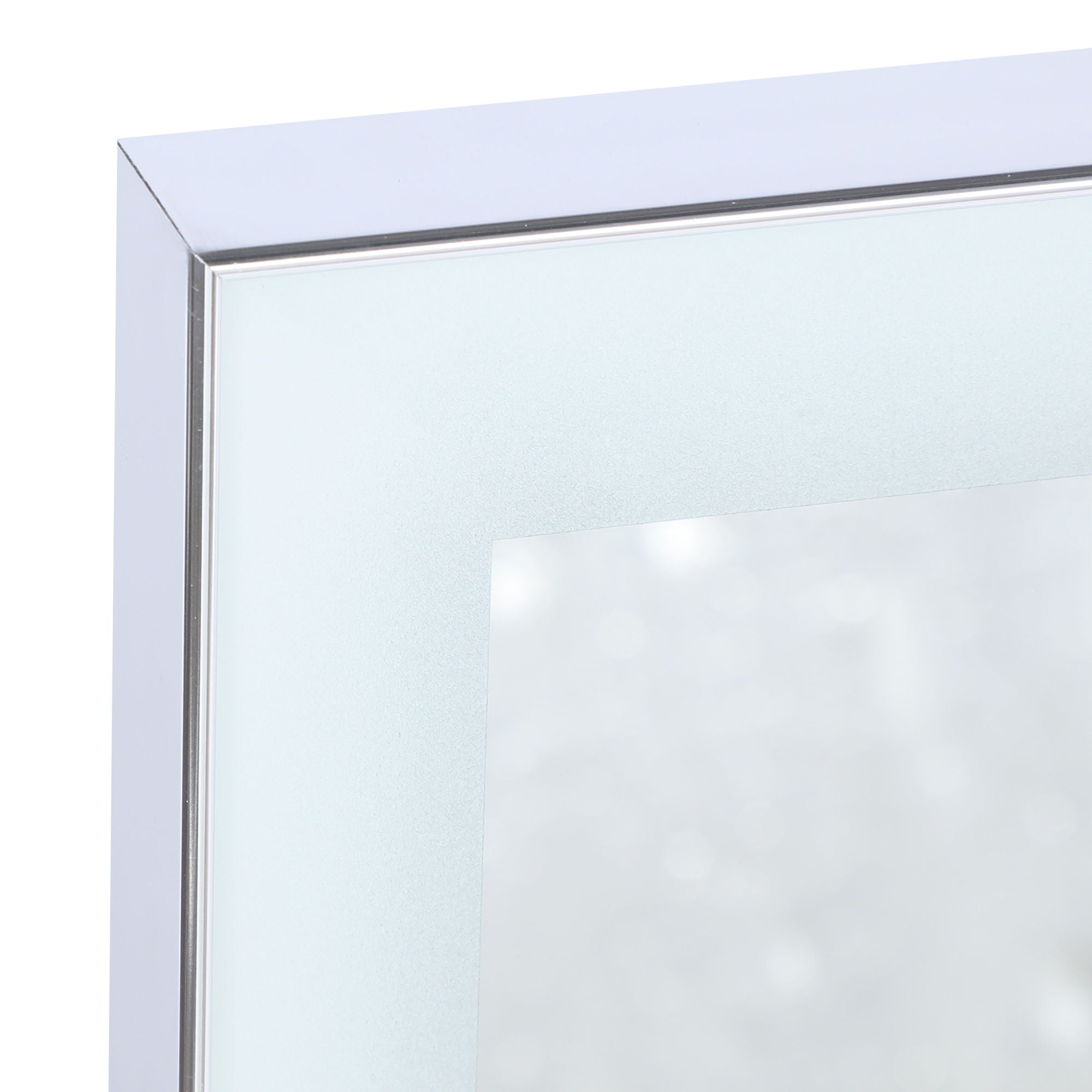 Modern LED Bathroom Vanity Mirror With Aluminum Frame, 45° Beveled Lights, Anti Fog - Silver