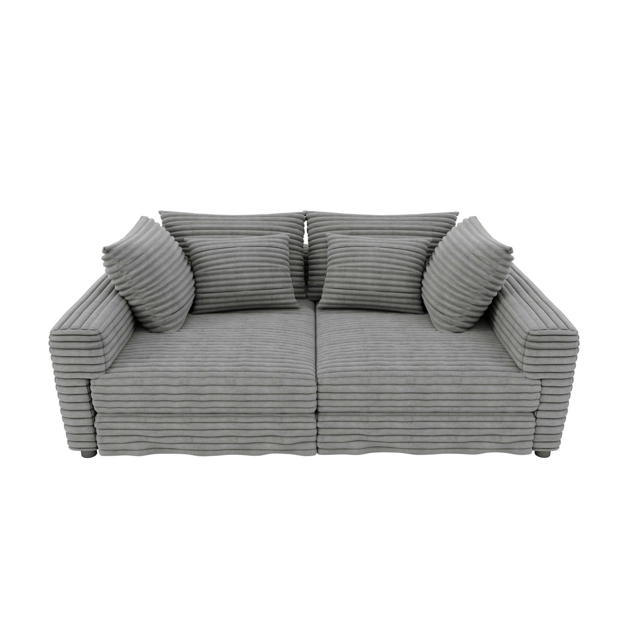 Plush Corduroy 4 Seat Sofa, Modern Comfy Upholstered Sofa Cloud Couch, Deep Seat Couches With Soft Pillows