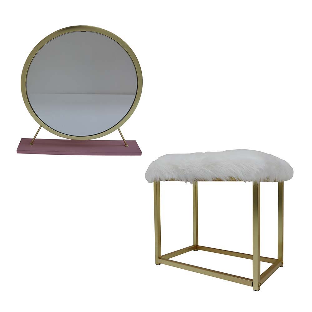 ACME Adao - Vanity Mirror - Faux Fur, Mirror | Meri Furniture