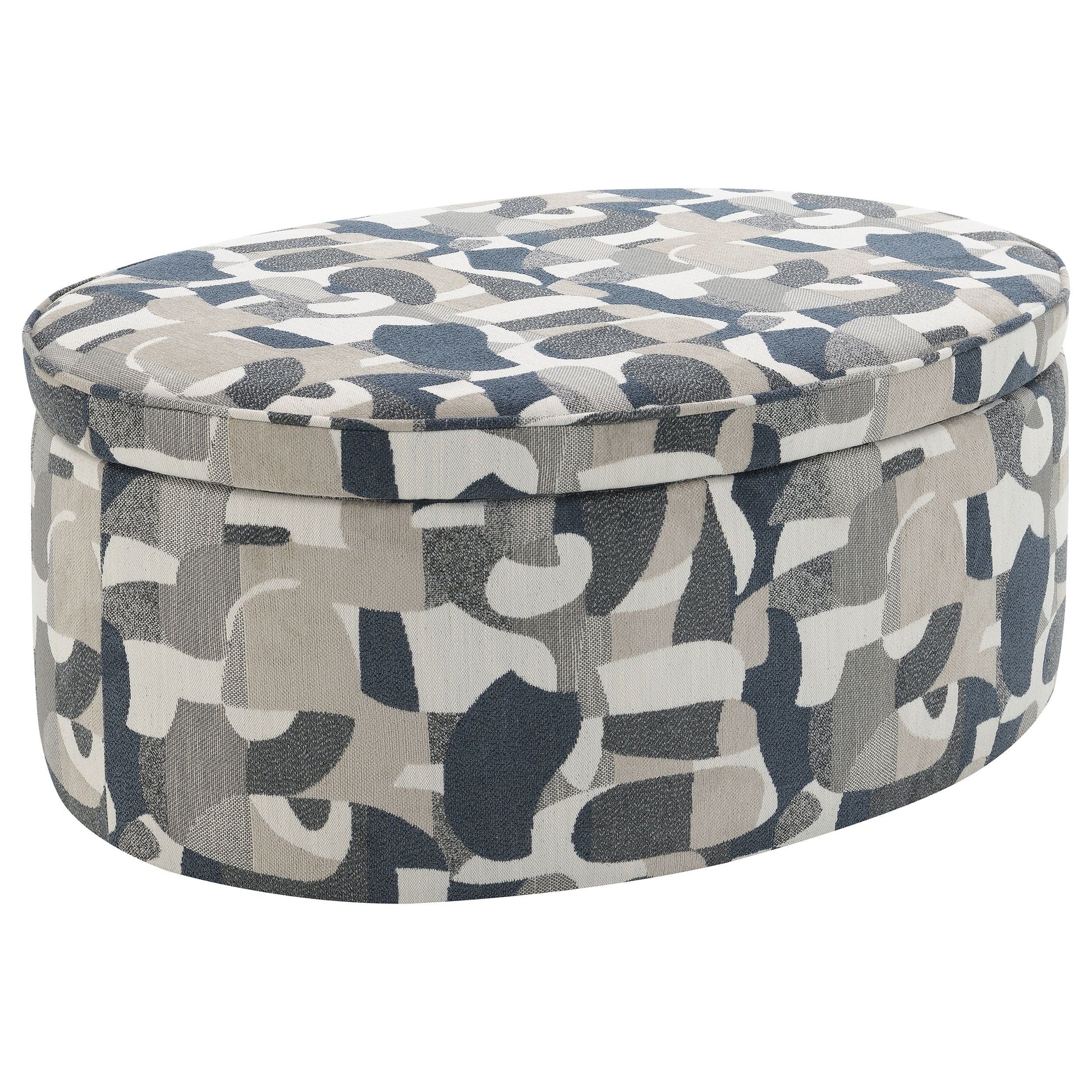 Coaster Fine Furniture Tomkins - Oval Upholstered Storage Ottoman - Indigo Blue | Meri Furniture