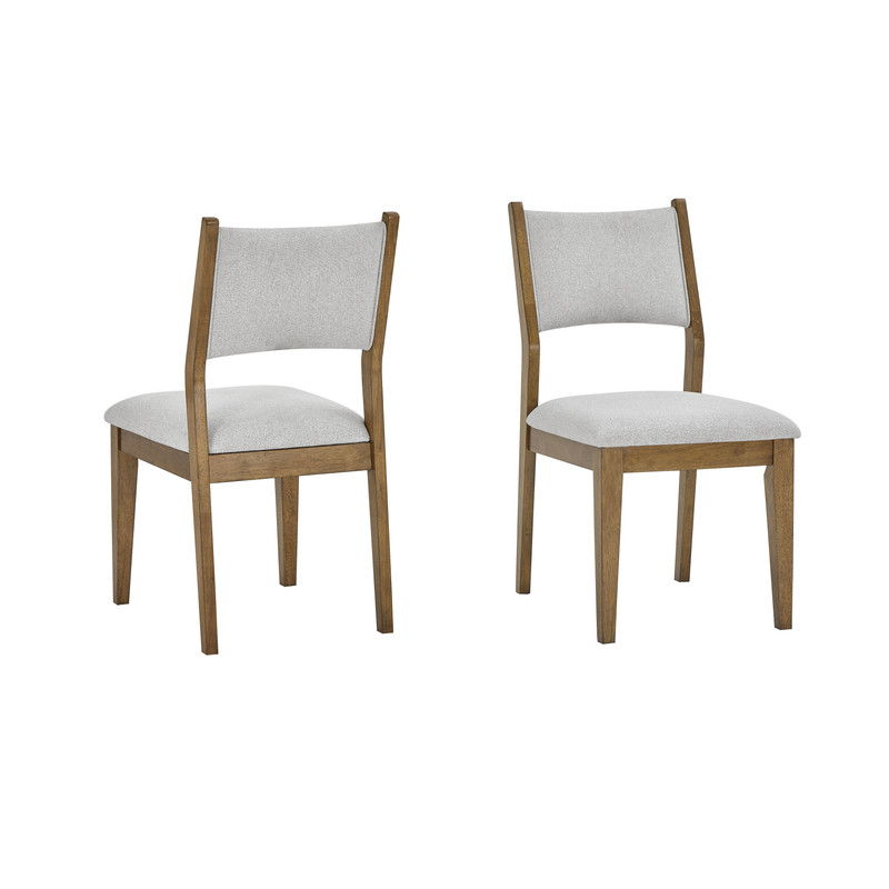 Darla Set of 2 Walnut Oak Dining Side Chairs with Light Gray Fabric