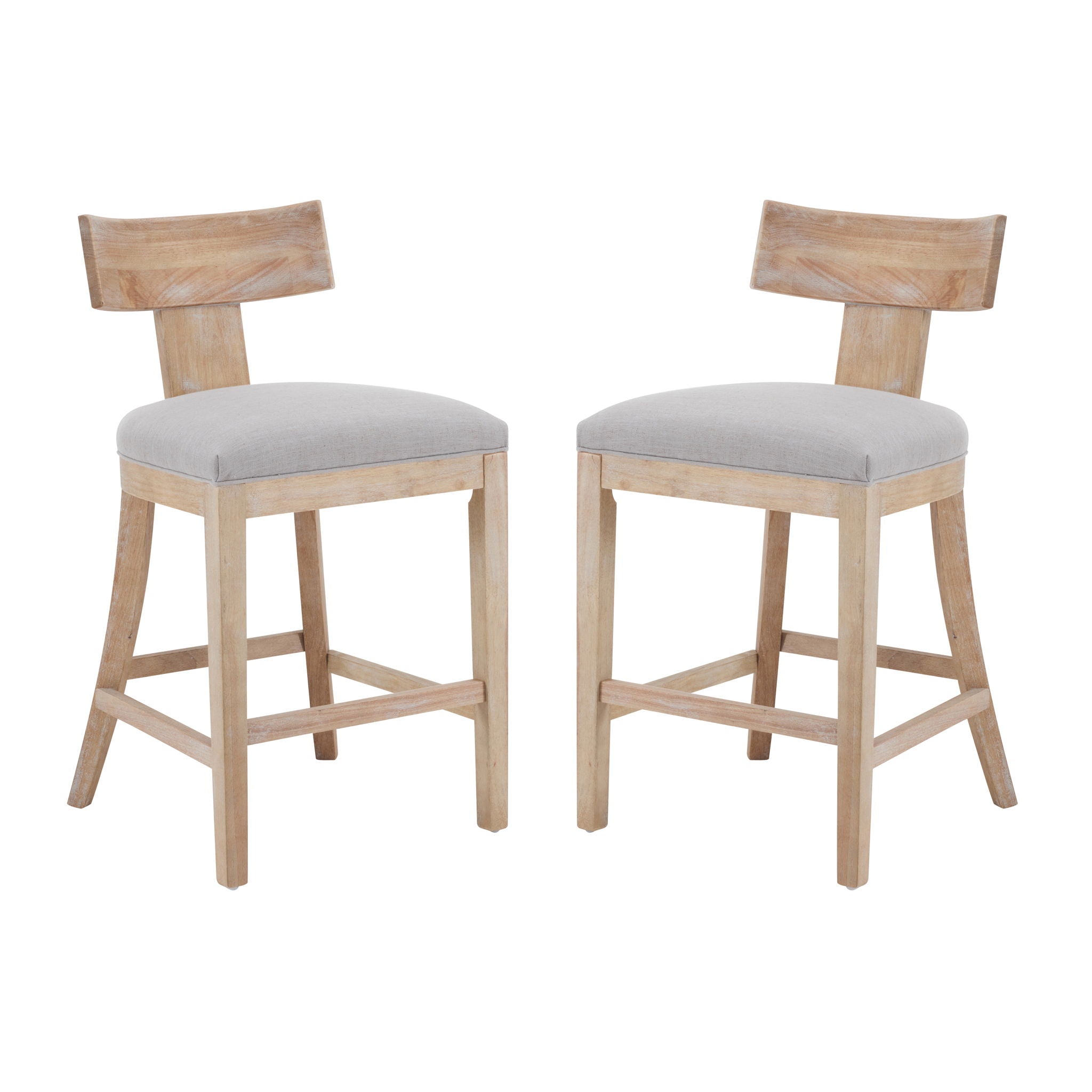 Upholstered Counter Height Bar Stools With Solid Rubber Wood Frame (Set of 2)
