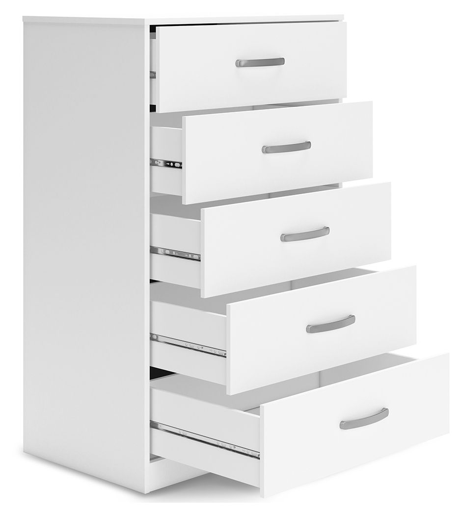 Signature Design by Ashley® Flannia - White - Five Drawer Chest - 46" Height | Meri Furniture