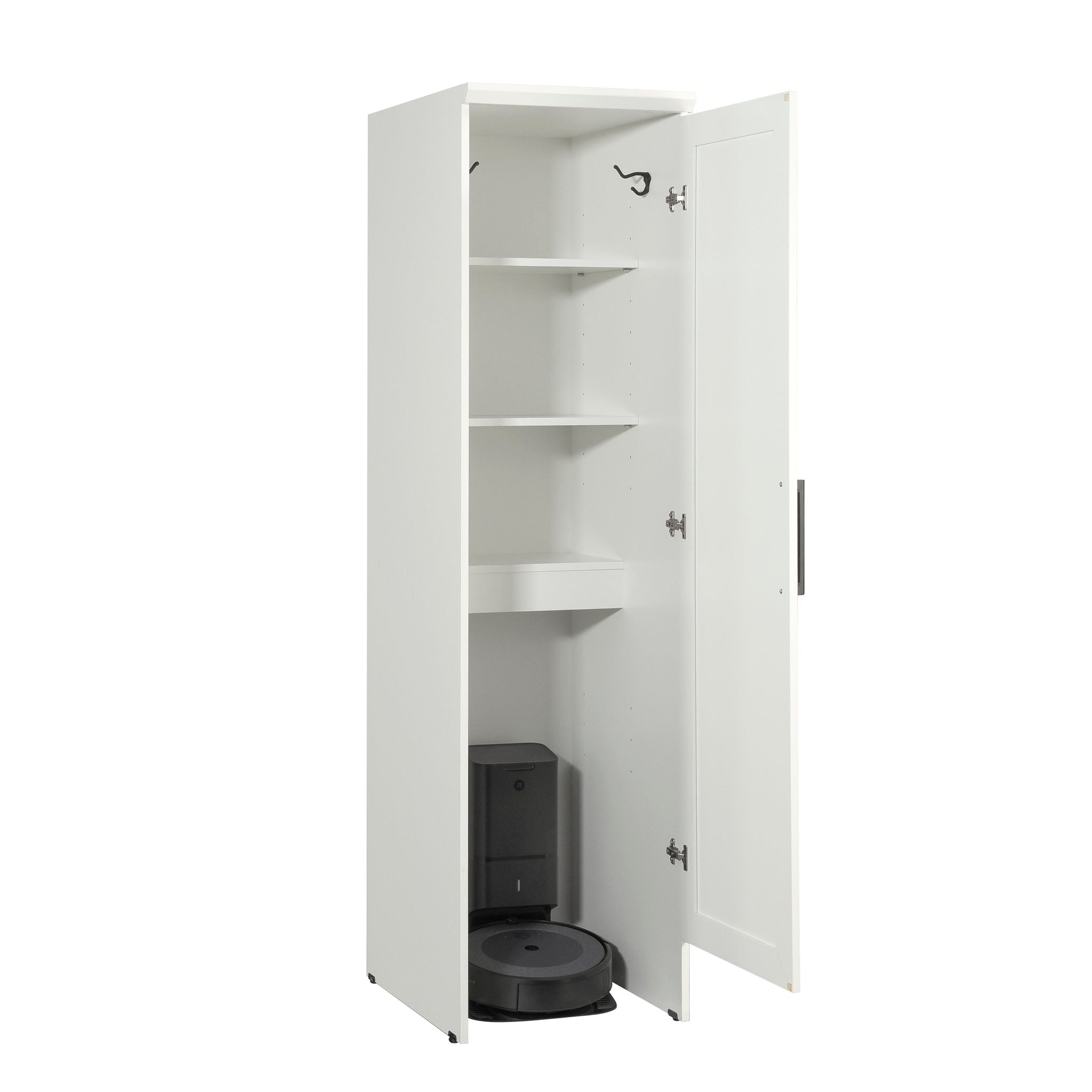 Robot Vacuum Storage Cabinet in Soft White