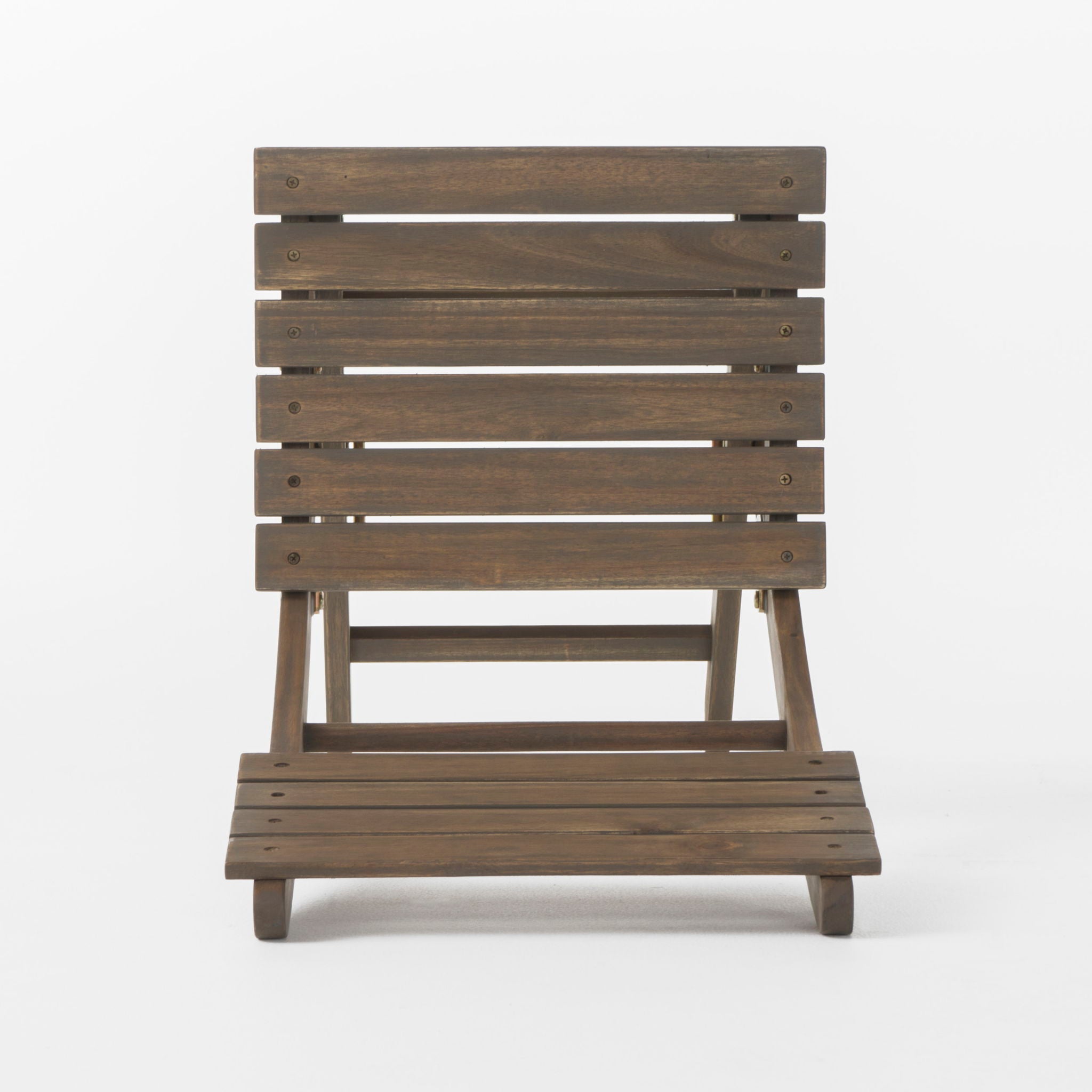 Outdoor Foldable Wood Dining Chair With Slat Design (Set of 2)