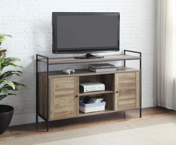 ACME Baina - TV Stand - Rustic Oak & Black Finish | Meri Furniture