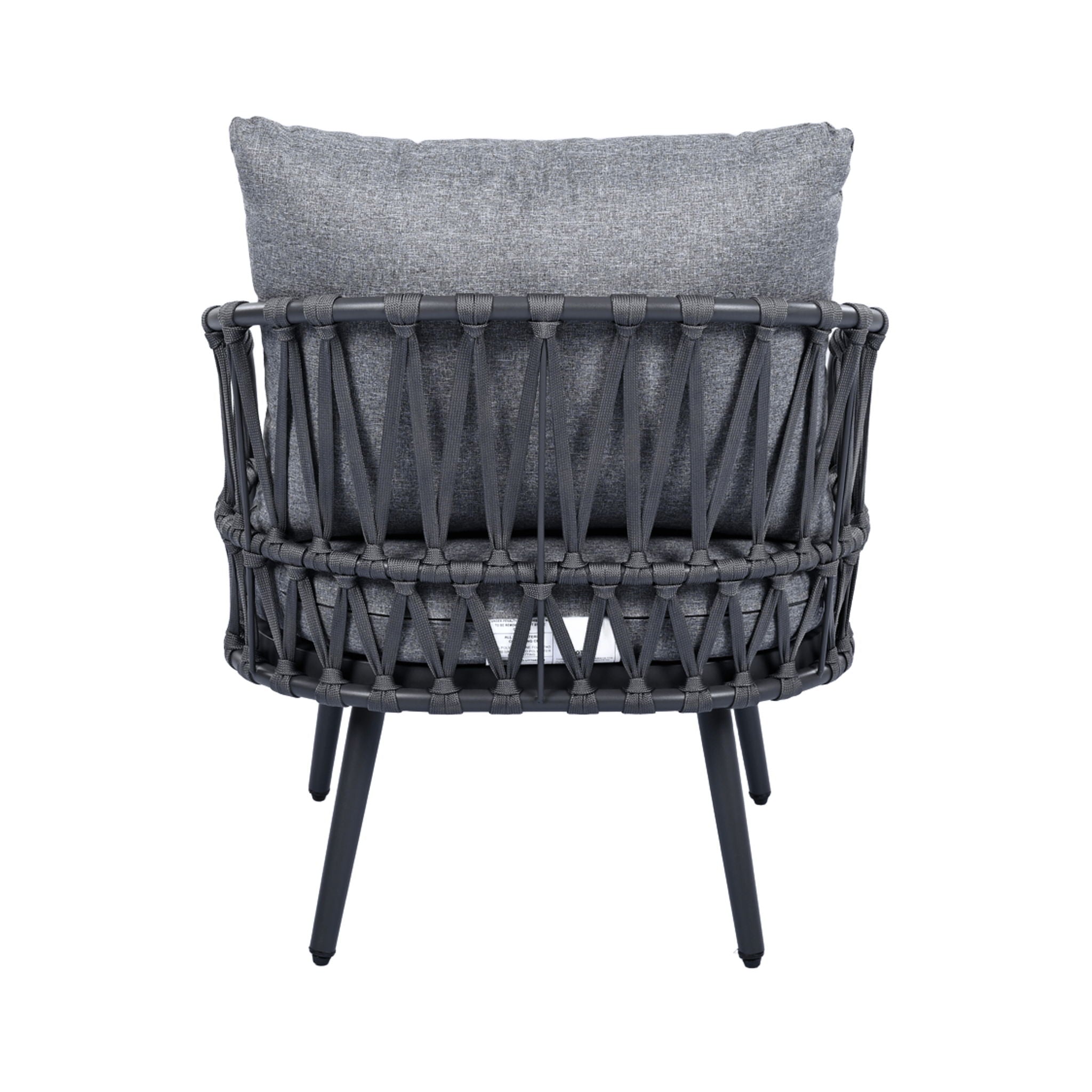 4 Piece Outdoor Patio Furniture Set, Metal Chairs With Woven Rope U Shaped Backrest