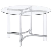 Coaster Fine Furniture Keeling - Round Glass Top Acrylic Dining Table - Chrome | Meri Furniture