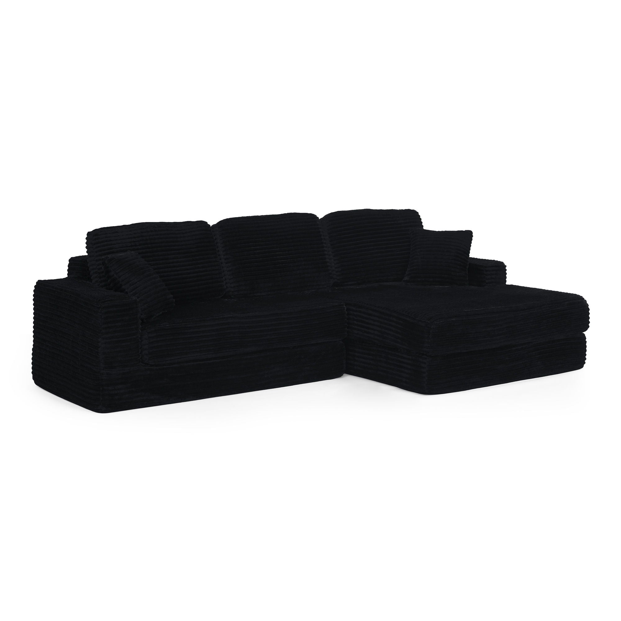 Modern Minimalist L Shape Modular Sectional Sofa, Corduroy Couch