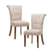 Roll Back Button Tufted Armless Dining Chairs (Set of 2) - Cream