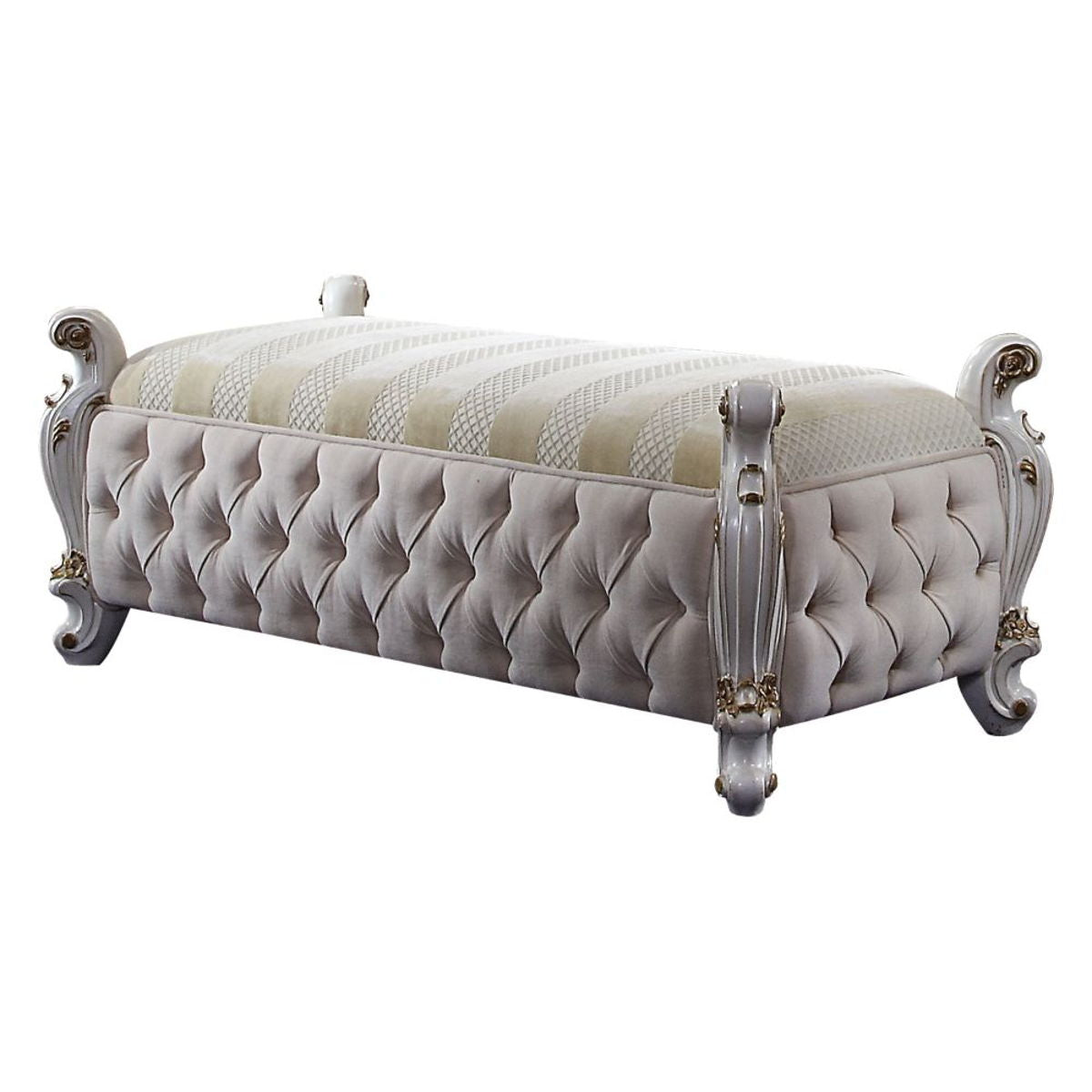 ACME Picardy - Bench - Fabric & Antique Pearl | Meri Furniture