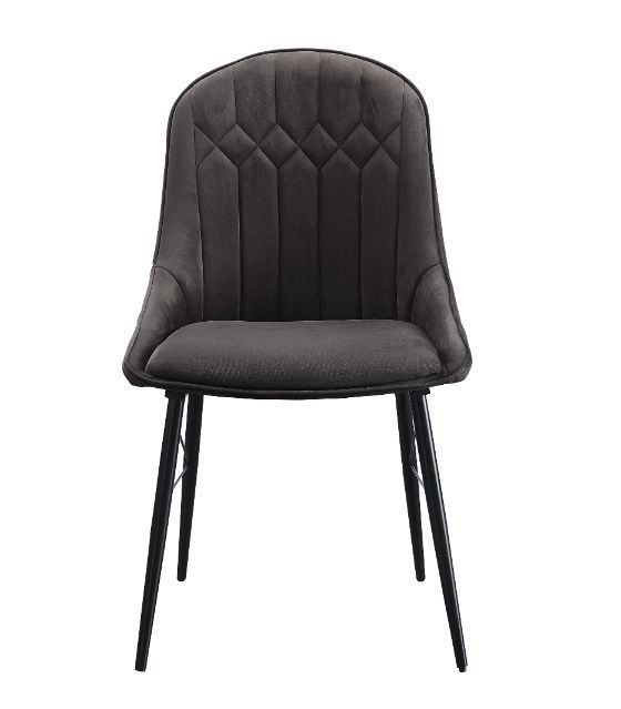 ACME Abraham - Side Chair (Set of 2) - Gray Fabric & Black Finish | Meri Furniture