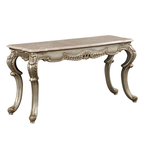 ACME Miliani - Sofa Table With Marble Top - Natural Antique Bronze | Meri Furniture