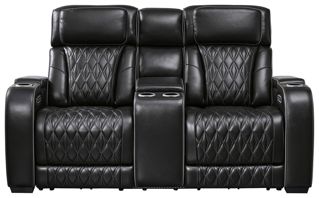 Boyington - Power Reclining Loveseat With Console/Adj Hdrst