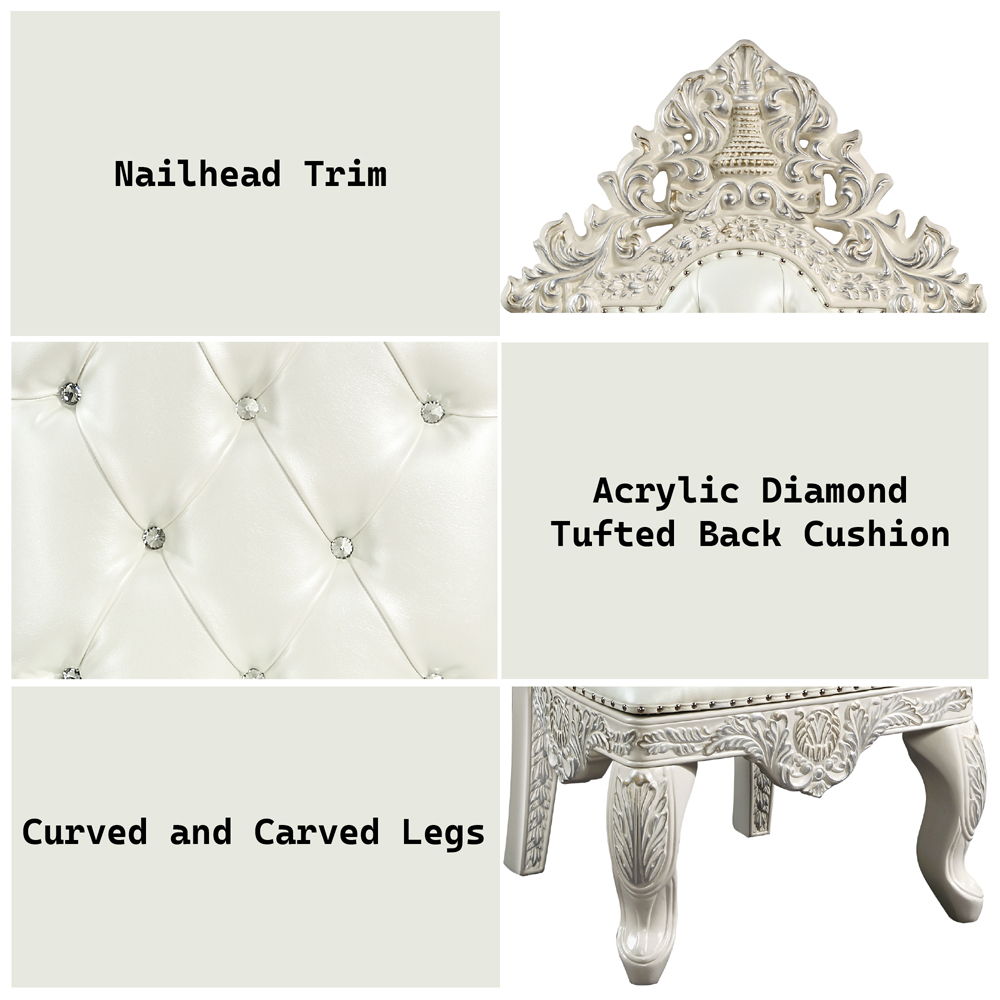 Adara - Side Chair Set of 2) - Pearl White Synthetic Leather & Antique White