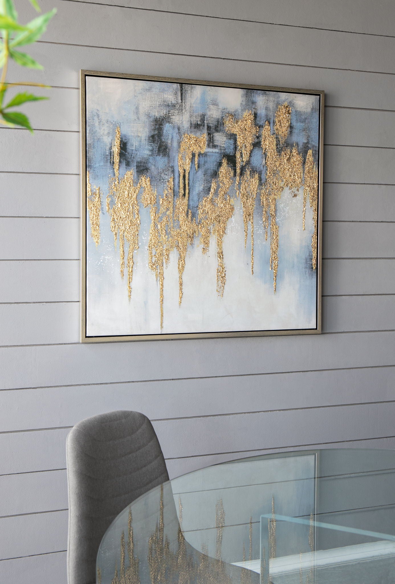 Modern Oil Painting, Square Framed Wall Art For Living Room Dining Room Office - Multicolor